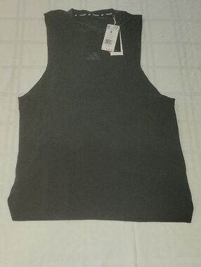 adidas Slim Fit Black Sleeveless Muscle Tank, Mens S